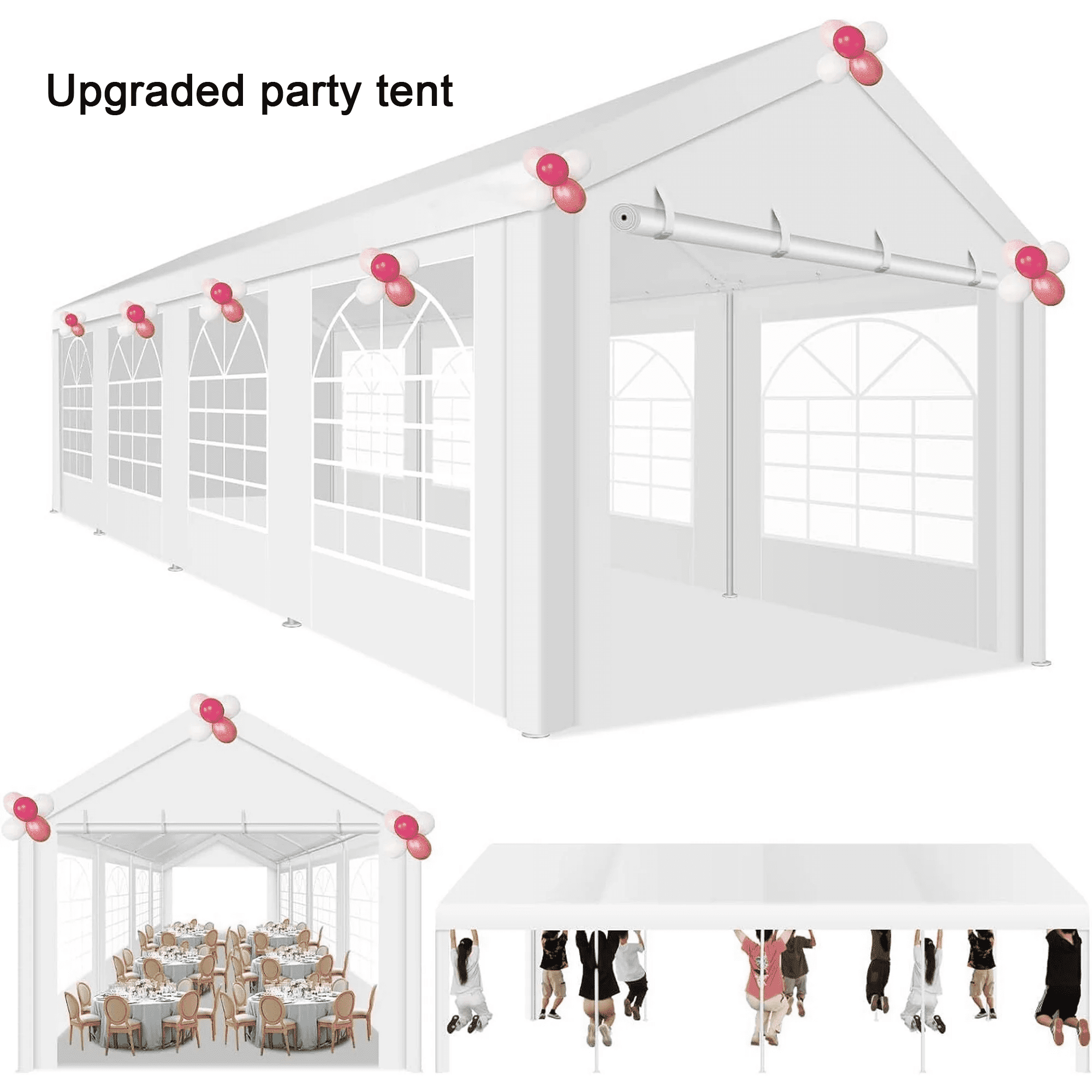 White Heavy Duty 10x30ft Party Tent with Removable Sidewalls