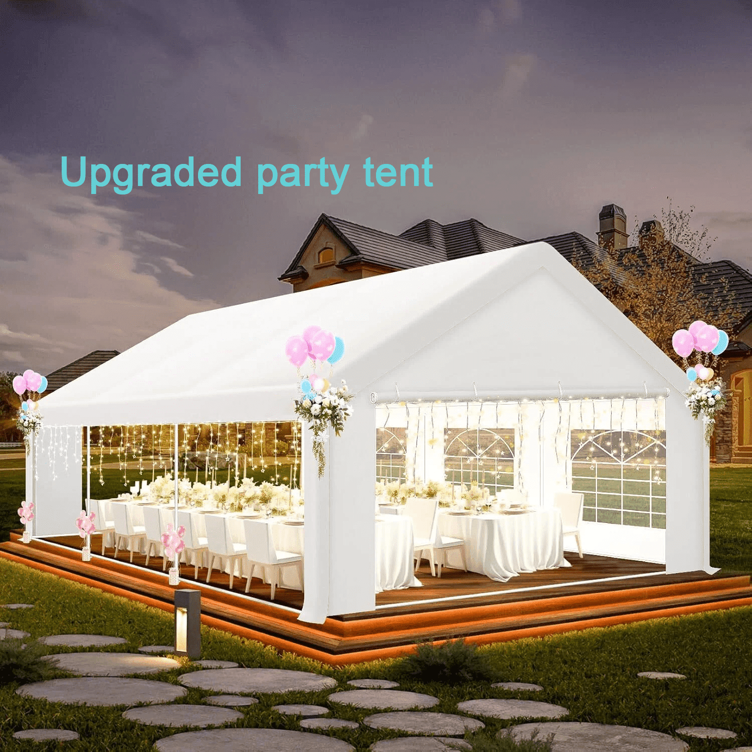 COBIZI Party Tent Heavy Duty 20x20ft Wedding Tent Large Canopy Tents for Parties Carport Canopy with Removable Sidewalls Large Tent with Built in Sandbag UV50 Big Tent for Party White Walmart