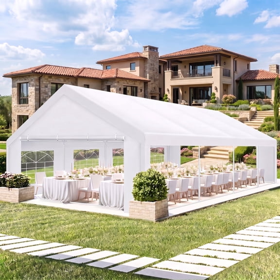 COBIZI Party Tent Heavy Duty, 20x30ft Wedding Tent, Large Canopy Tents for Parties, Carport Canopy with Removable Sidewalls, Large Tent with Built-in Sandbag, UV50+, Big Tent for Party, White