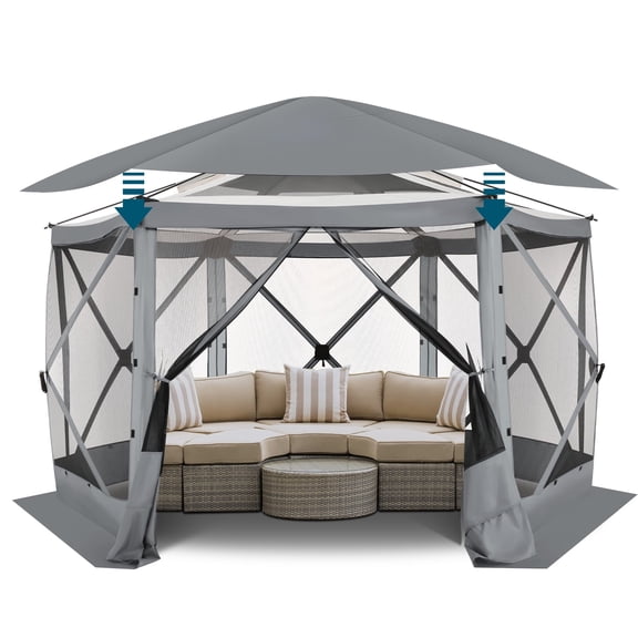 COBIZI Pop Up Gazebo Starry Sky Screen Tent Screen House with a mesh top for Camping, 12x12 Screen Room with Mosquito Netting, Hub Tent Instant Screened Canopy with Carrying Bag, Gray
