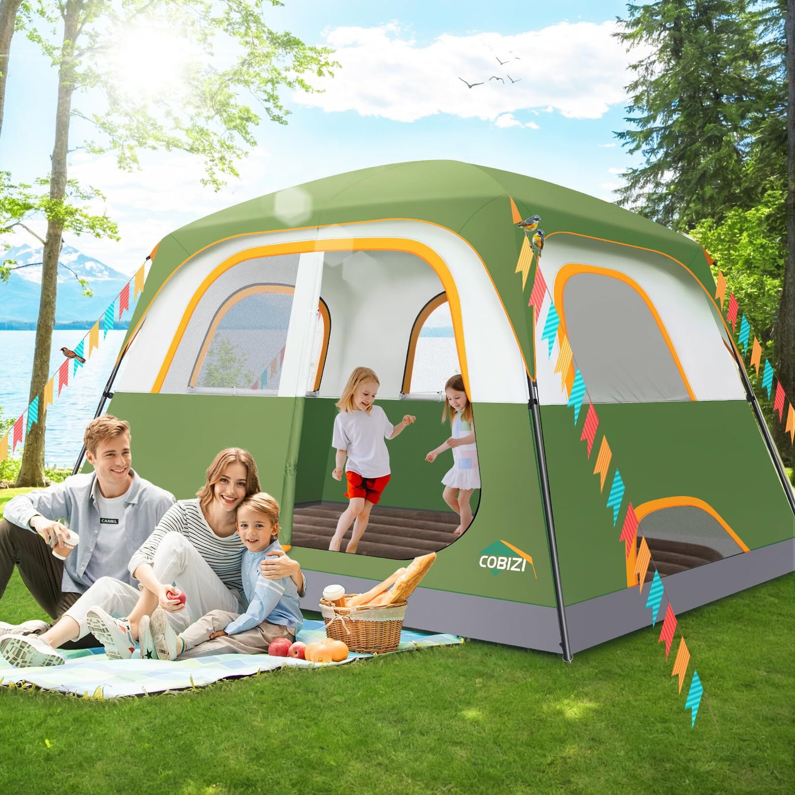 COBIZI Tents for Camping 4/6 Person Camping Tent with Rainfly and Screen, Easy Setup Lightweight Portable Waterproof Outdoor Tent with Carry Bag for Backpacking, Hiking, Family Travel
