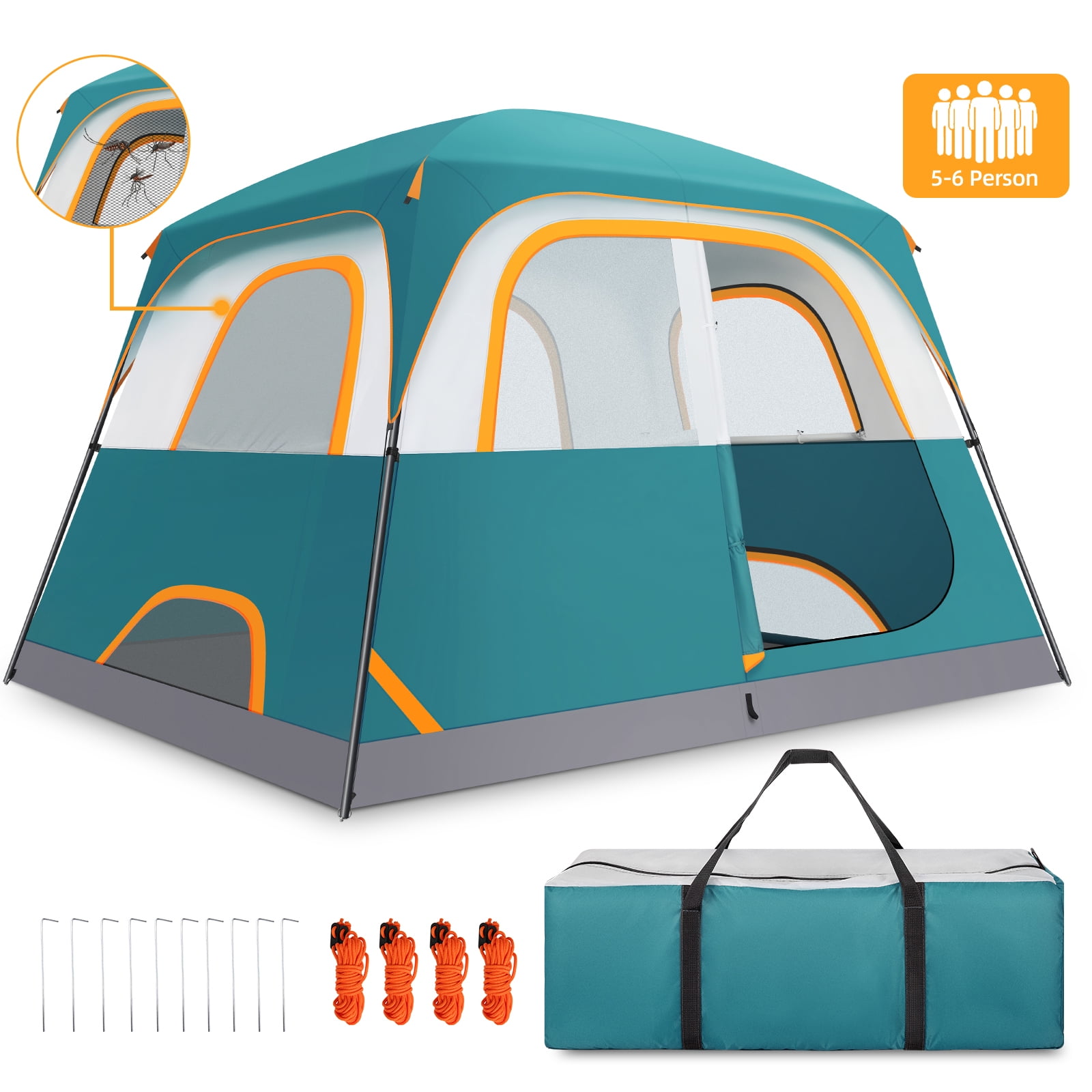 COBIZI 6 Person Tent for Camping with Waterproof Rainfly,EZ Set up Tent ...