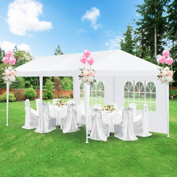 COBIZI 10x20 Party Tent Canopy Tent for Party with 6 Removable Sidewalls Waterproof Outdoor Shelter for Weddings and Events,White