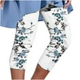 thumbnail image 1 of COBKK Capris Trousers Pants for Women in Clearance Women's Summer Casual Elastic Waist Printed Cropped Pants Sweatpants Women J-27 Light Blue XL, 1 of 5