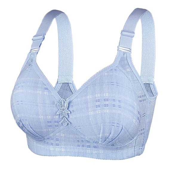 COBKK Closure Sports Bra Women's Plus Size Bra,Casual Lace Front Button Shaping Cup Shoulder Strap Underwire Bra Workout Bra Tank 0 Blue XL