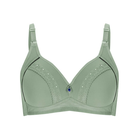 COBKK Comfort Bras for Women Women's Embroidered Glossy Comfortable Breathable Bra Underwear No Rims No Wire Bras for Women 0 Army Green 38