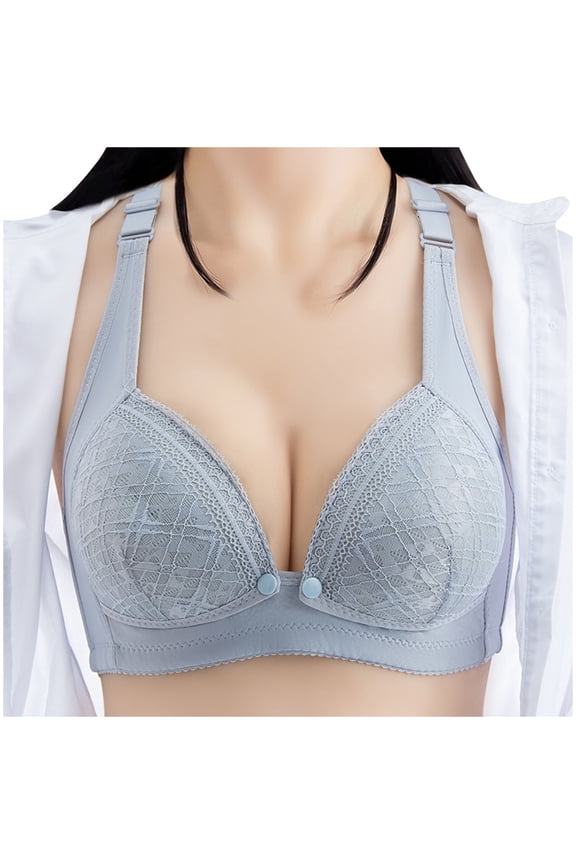 Comfortable Bras for Women Women's Nursing Bra Front Release Glossy Comfortable Breathable Bra Underwear No Rims Open Back Gym Bra 0 Gray 36