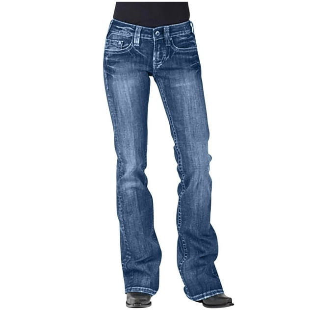 COBKK Jeans For Women Plus Size Full Length Pants Jeans Women Mid ...