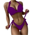 thumbnail image 1 of COBKK Laides Rashguard Guard Sets Clearan Fashion Women Solid Bikini Push-Up Padded Swimwear Swimsuit Set Laides Two Piece Swimsuits Q-183 Purple L, 1 of 6
