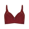 thumbnail image 1 of COBKK Tank Tops Racerback Sports Bra Women's Embroidered Glossy Comfortable Breathable Bra Underwear No Rims Wireless Comfort Bra 0 Wine 42, 1 of 6