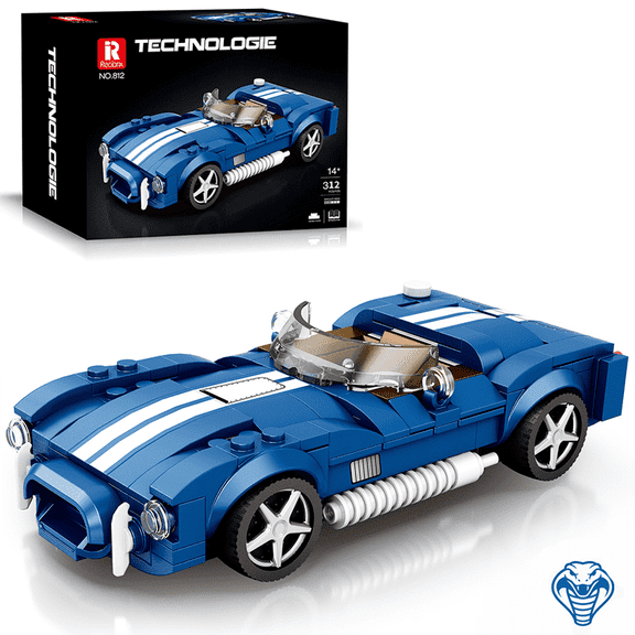 Reobrix Shelby Cobra Roadster Building Block Set, 1:24 Scale Classic Sports Car Model, 312 PCS STEM Construction Toy for Kids & Adults 8+
