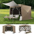 thumbnail image 1 of COBIZI 12x12ft Pop up Gazebo Screen House Tent for Camping, 6-Sided Camping Outdoor Screened Gazebo with Removable Roof&Sidewalls, Portable Hub Tent with Carrying Bag&Ground Stakes, Khaki(Upgraded), 1 of 13