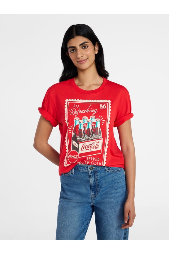 Coca-Cola Women's Boxy Graphic Skimmer Tee, Sizes XXS-XXL