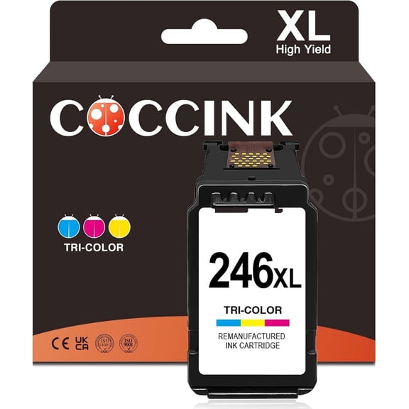 COCCINK 246XL Color Ink Cartridge CL-246XL Compatible with Canon Pixma TS3120 TS3122 TS3150 TS3322 TS202 TS302 MX490 MX492 MG2500 MG2922 TR4520 TR4522 Printer Cannon 246 XL Printer Ink,Color