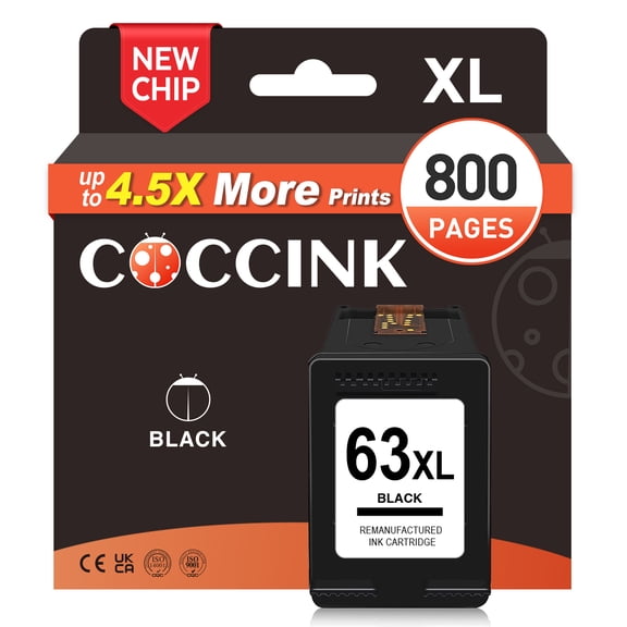 63XL Ink Cartridge Compatible with HP Printer ink Envy 4512 4520 Officejet 3830 3833 4650 4652 5212 5222 5255 5258 Deskjet 3630 3632 2130 Printer 63XL Printer Ink(1Black)