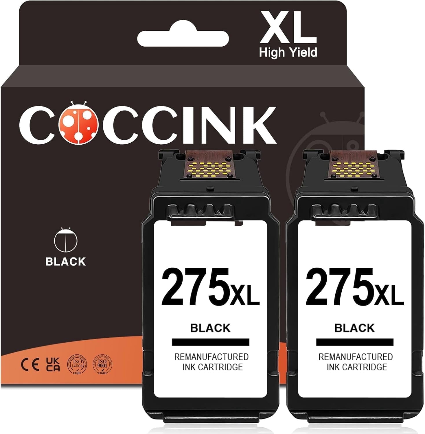 COCCINK PG-275XL 275 XL Black Ink Cartridge Compatible with Canon Pixma TR4720 TR4722 TR4700 TR4725 TS3720 TS3700 TS3722 TS3522 TS3520 TS3500 Printer Cannon 275 XL Printer Ink,2 Black