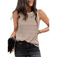 thumbnail image 1 of COCCKO Tank Top for Women 2026 Summer High Neck Sleeveless Striped Shirt Button Hollow Back Fitted Knit Camisole Tops, 1 of 7