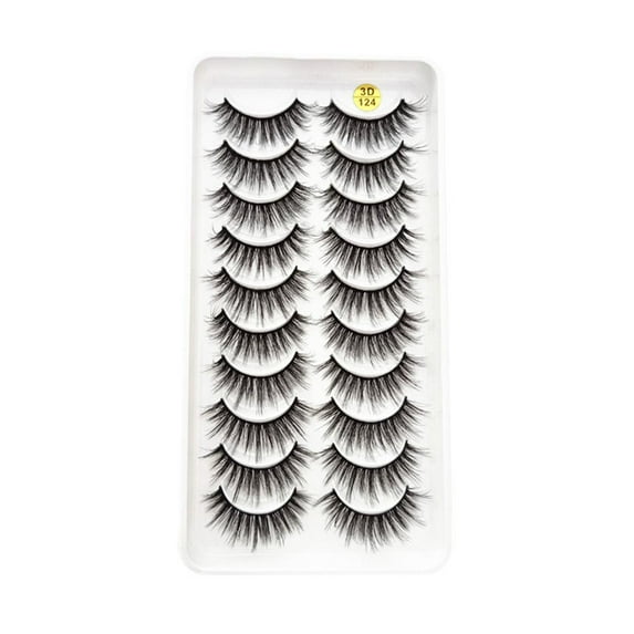 COCEQUC 10Pairs Long Cross False Eyelashes Fake Thick Black Eye Lashes Dense Nice Lot W2 W2Y7