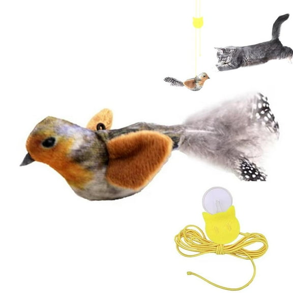 COCEQUC ☆Bird Cat Toy Interactive Cat Toy Flapping Vivid Bird Chirp Tweet Exercise Toy Z5Y9