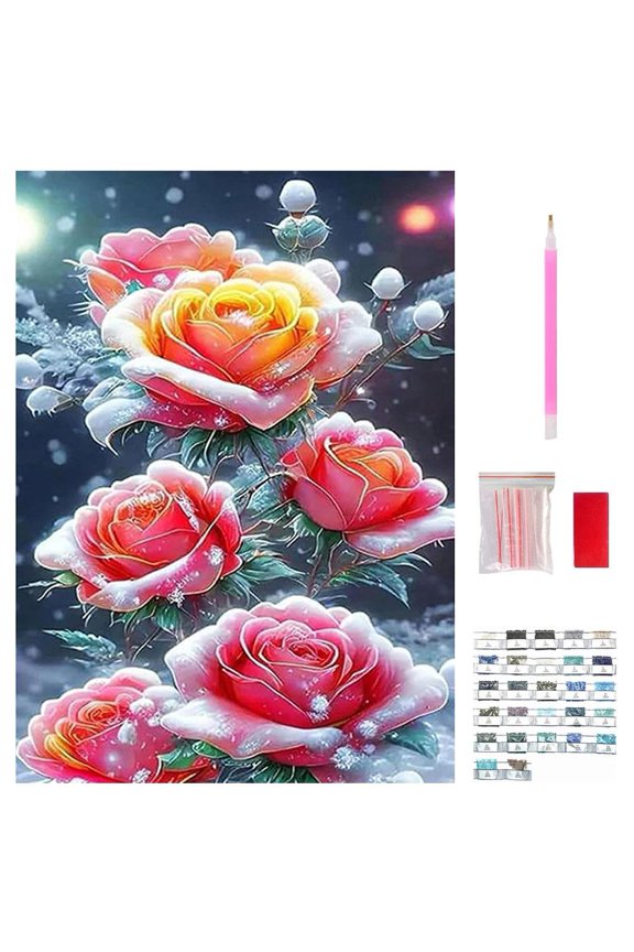 FDCV85-1-10(B) 30X40【Frameless】$Cross-border hot selling rose diamond art painting round diamond full diamond square diamond living room bedroom decoration painting painting DIY wholesale