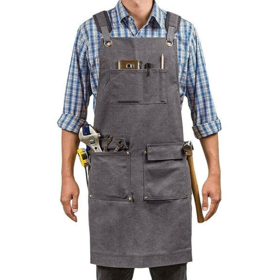 COCEQUC Heavy Duty Waxed Canvas Apron Multifunctional Canvas Work Apron Woodworking J1 H0F8