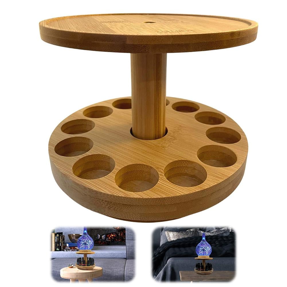 COCEQUC RYGRZJ Essential Oil Diffuser Stand - Wooden Circular Stand ...