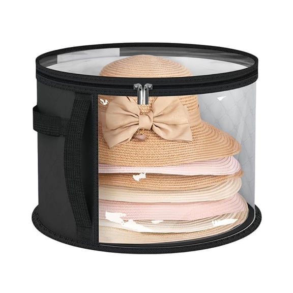 COCEQUC Round Hat Storage Bucket with Handle Hat Box New Hat Best Travel Bag T8L5