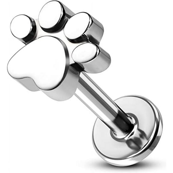 COCHARM 16G Titanium Helix Piercing Stud Cat's Paw Cartilage Earring Internally Threaded Labret Stud Tragus Conch Helix Studs