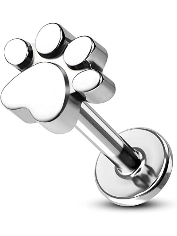 16G Titanium Helix Piercing Stud Cat's Paw Cartilage Earring Internally Threaded Labret Stud Tragus Conch Helix Studs