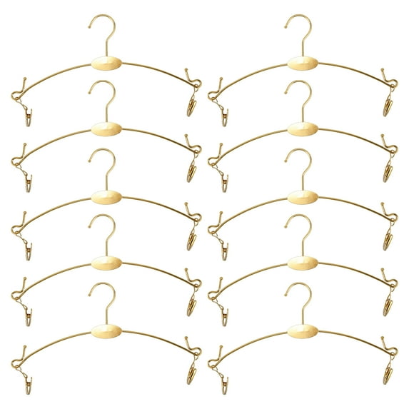 GOOHOCHY Clip Hangers For Home Shop Use Golden Metal 10Pcs