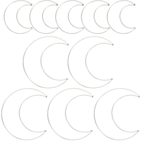 GOOHOCHY Home Decor Moon Shaped Dream Catcher Ring Silver Metal 10Pcs Mandala