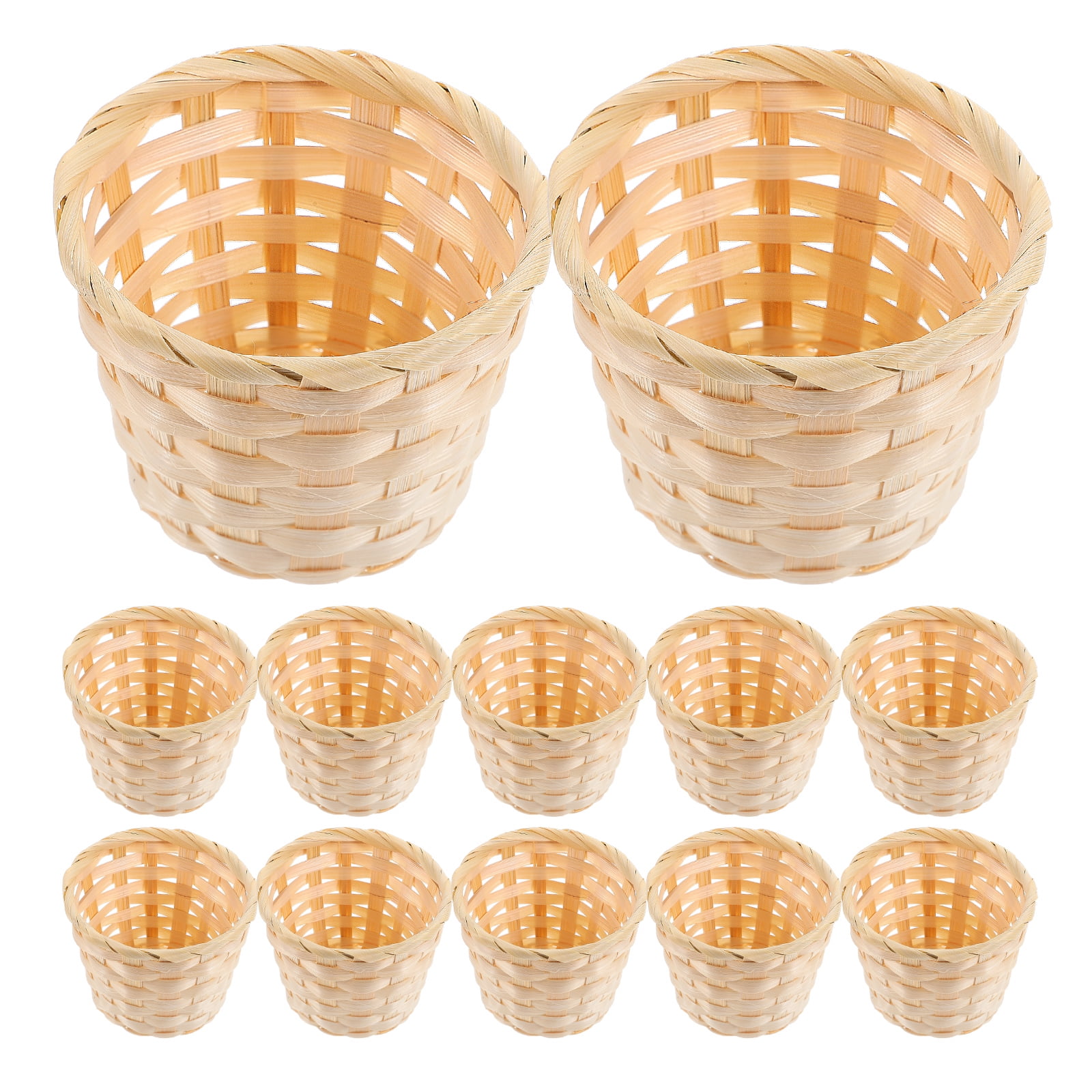 COCHLOUS 12 Mini Wood Woven Baskets for Home Office Party Decor ...