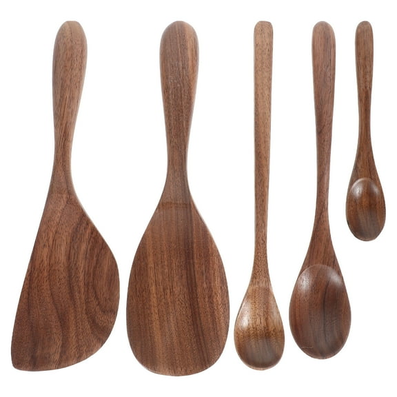 GOOHOCHY solid walnut cooking spoons Wooden Spoon Wood Cooking Scoop Adults Food Service 5pcs/set