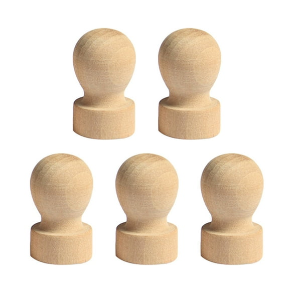 COCHLOUS Wooden Stamp Round Handle DIY Scrapbooking Craft Knobs 5pcs 2.5*4cm