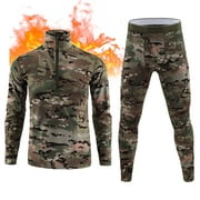 COCICA Men's Hunting Base Layers, Thermal Fleece Lined Top & Bottom Set,Mountain Camo XL
