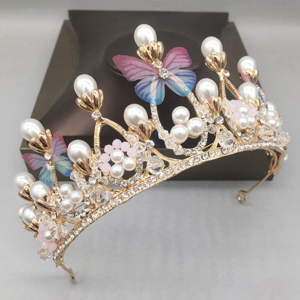 COCIDE Butterfly Tiara and Crown for Girls Gold Tiara for Women 