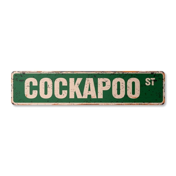 COCKAPOO Vintage Plastic Street Sign dog pet cockerpoo cocker spaniel | Indoor/Outdoor | 24" Wide