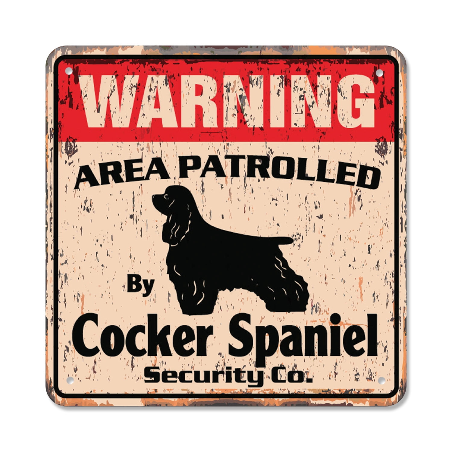 COCKER SPANIEL Vintage Security Sign Area Patrolled pet dog lover owner ...