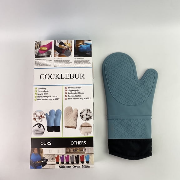 COCKLEBUR Kitchen mitts, Silicone kitchen mitts, Extra Long Heat Resistant kitchen mitts  for Grilling, Kitchen Cooking Baking, Soft Quilted Lining