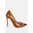 thumbnail image 1 of COCKTAIL Buckle Embellished Stiletto Pump Shoes in Camel, 1 of 6