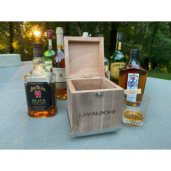COCKTAIL SMOKER KIT, WOOD WHISKEY SMOKING BOX WITH STAINLESS TRAY, GRATE AND WOOD CHIP PAN