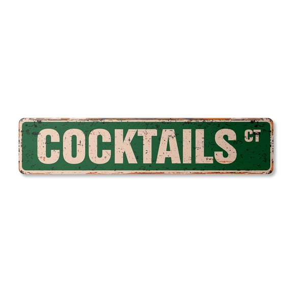 COCKTAILS Vintage Plastic Street Sign liquor drinks bar bartender restaurant | Indoor/Outdoor | 30" Wide