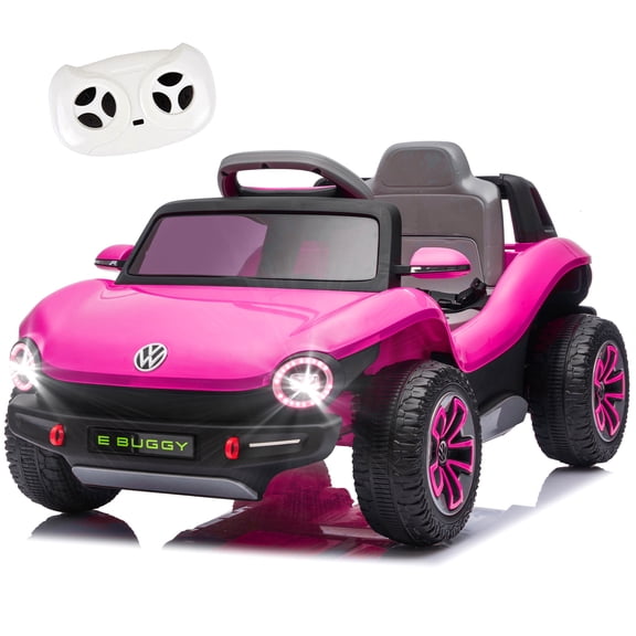 COCLUB 12V Electric Car for Kids, Licensed Volkswagen Beetle Powered Ride On w/4 Wheels Suspension, Parent Remote Control, Rear Cargo Storage, Bluetooth, Music, Ride On Toy for Ages 3-5, Pink