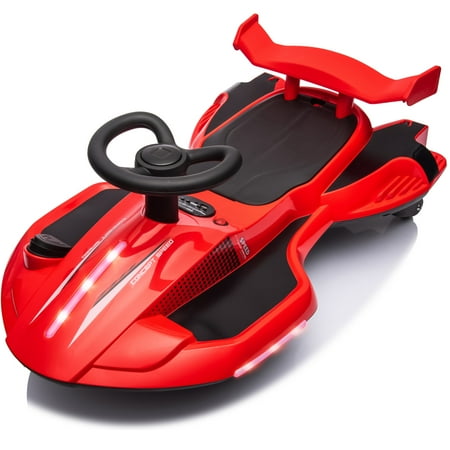 COCLUB 12V Electric Ride on Drift Car, 360 Degrees Rotating Kids Battery Powered Go Kart with MP3 Palyer, LED Lights, Ride on Car Toy for Age 6-8 Child, Red