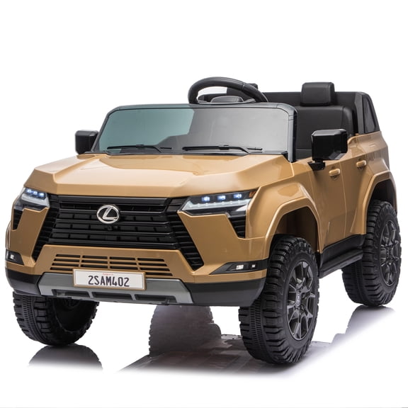 COCLUB 24V 2 Seaters Electric Car for Big Kids, Licensed Lexus GX550 4 Wheels Ride On with Parent Remote Control, LED Lights, Bluetooth, MP3, Ride On Toy for Ages 3-6, Champagne