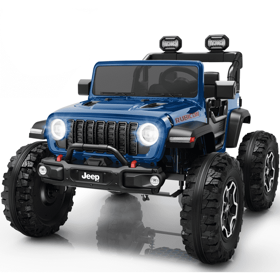 24V Jeep Wrangler Rubicon Ride On Car 2 Seaters for Big Kids, Powered Ride On w/4 Wheels Spring Suspension, Parent Remote Control, LED Lights, Bluetooth, MP3, Ride On Toy for Ages 3-8