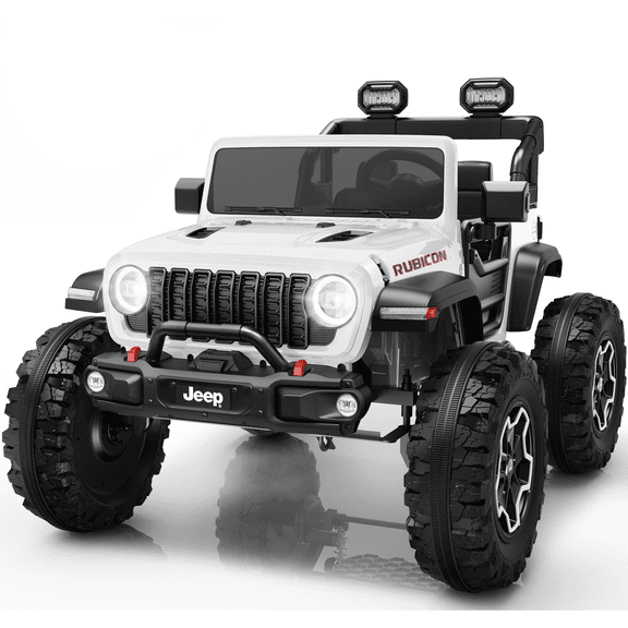 24V Jeep Wrangler Rubicon Ride On Car 2 Seaters for Big Kids, Powered Ride On w/4 Wheels Spring Suspension, Parent Remote Control, LED Lights, Bluetooth, MP3, Ride On Toy for Ages 3-8