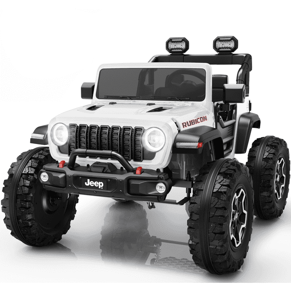 24V Jeep Wrangler Rubicon Ride On Car 2 Seaters for Big Kids, Powered Ride On w/4 Wheels Spring Suspension, Parent Remote Control, LED Lights, Bluetooth, MP3, Ride On Toy for Ages 3-8