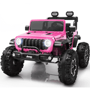 24V Jeep Wrangler Rubicon Ride On Car 2 Seaters for Big Kids, Powered Ride On w/4 Wheels Spring Suspension, Parent Remote Control, LED Lights, Bluetooth, MP3, Ride On Toy for Ages 3-8