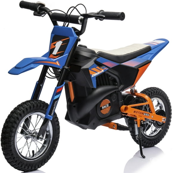 COCLUB 24V Electric Dirt Bike for Age 13+, 250W Battery Powered Ride On Motorcycle Toy with Twist Grip Throttle, Hand-operated Rear Brake, Chain-driven Motor, Rear Wheel Suspension, Blue
